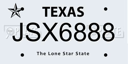 JSX6888 Texas License Plate