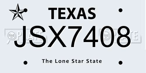 JSX7408 Texas License Plate