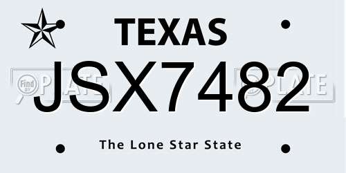 JSX7482 Texas License Plate