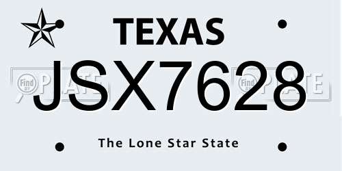 JSX7628 Texas License Plate