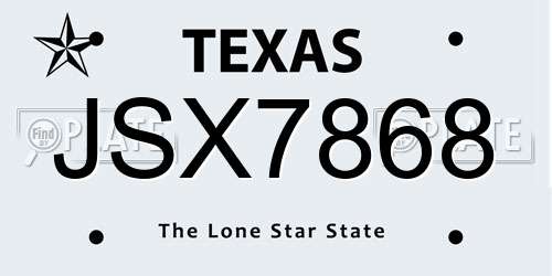 JSX7868 Texas License Plate