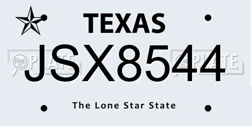 JSX8544 Texas License Plate