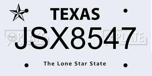 JSX8547 Texas License Plate