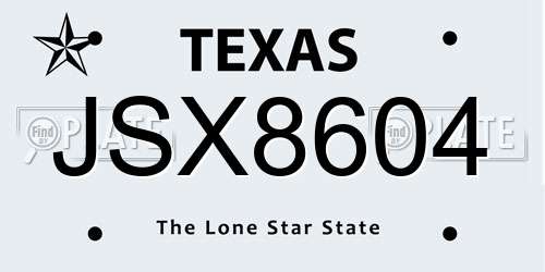 JSX8604 Texas License Plate