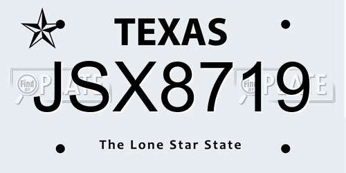 JSX8719 Texas License Plate