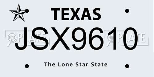 JSX9610 Texas License Plate