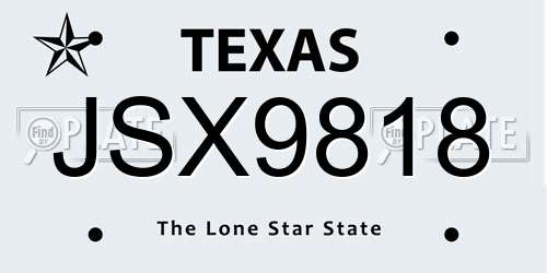 JSX9818 Texas License Plate
