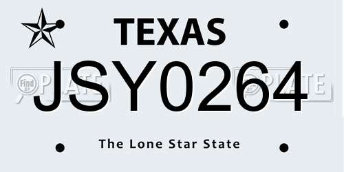 JSY0264 Texas License Plate