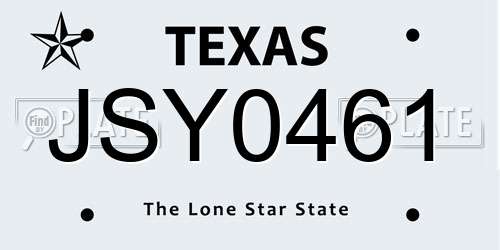 JSY0461 Texas License Plate