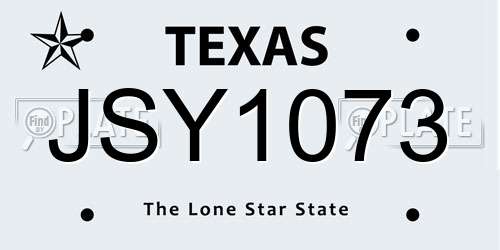 JSY1073 Texas License Plate