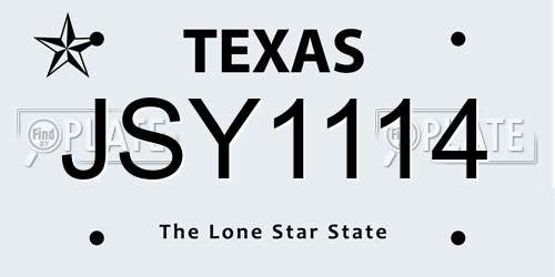 JSY1114 Texas License Plate
