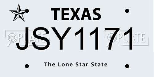 JSY1171 Texas License Plate