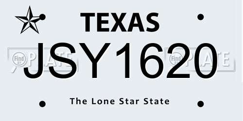 JSY1620 Texas License Plate