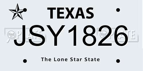 JSY1826 Texas License Plate
