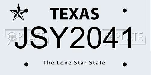 JSY2041 Texas License Plate