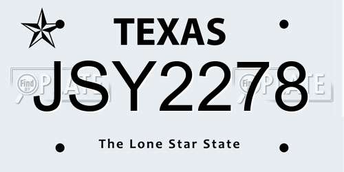 JSY2278 Texas License Plate