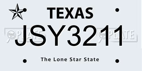 JSY3211 Texas License Plate