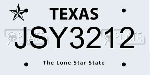 JSY3212 Texas License Plate