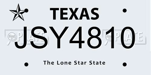 JSY4810 Texas License Plate