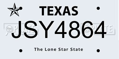 JSY4864 Texas License Plate