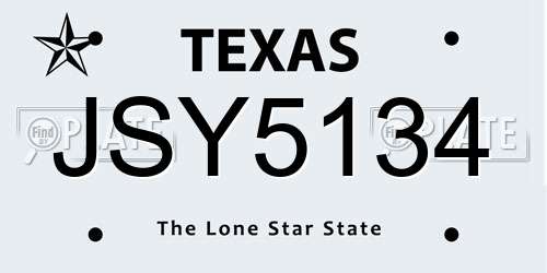 JSY5134 Texas License Plate
