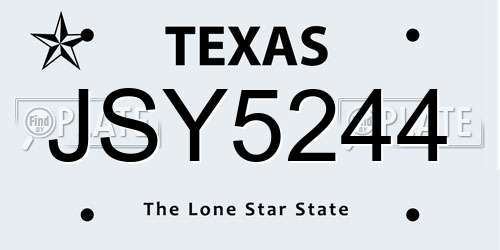JSY5244 Texas License Plate