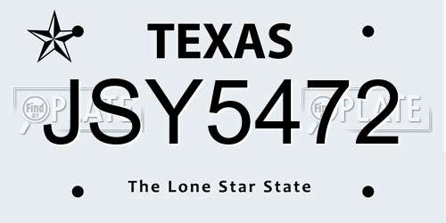 JSY5472 Texas License Plate