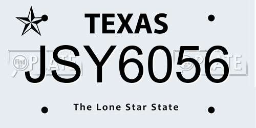 JSY6056 Texas License Plate