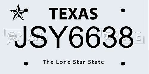 JSY6638 Texas License Plate