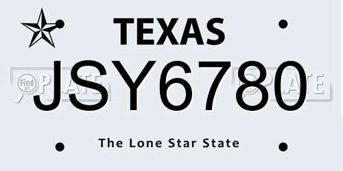 JSY6780 Texas License Plate