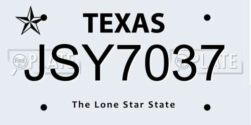 JSY7037 Texas License Plate