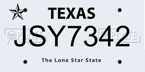JSY7342 Texas License Plate