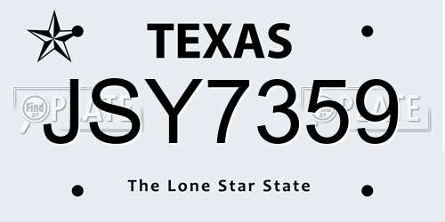 JSY7359 Texas License Plate