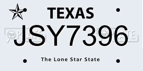 JSY7396 Texas License Plate