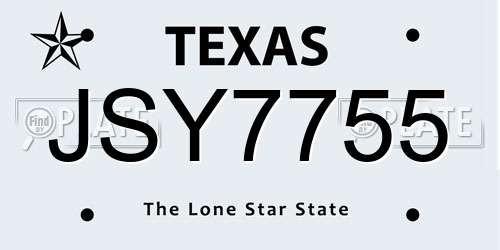 JSY7755 Texas License Plate