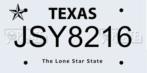 JSY8216 Texas License Plate