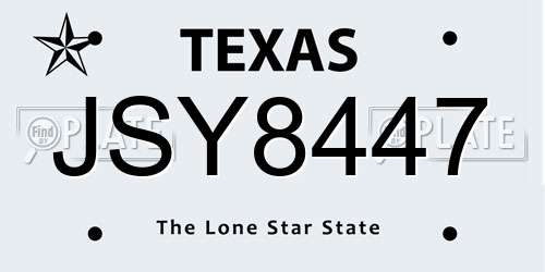 JSY8447 Texas License Plate