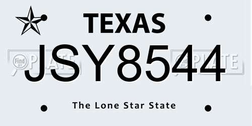 JSY8544 Texas License Plate