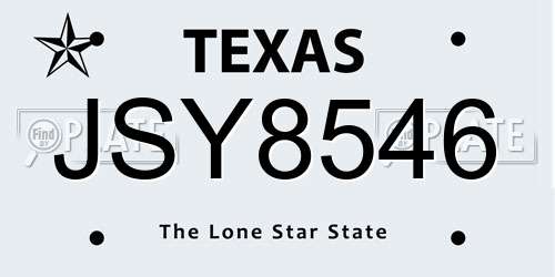 JSY8546 Texas License Plate
