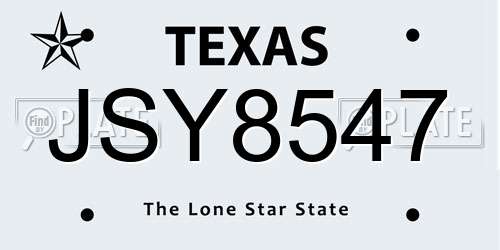 JSY8547 Texas License Plate