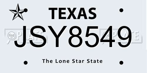 JSY8549 Texas License Plate