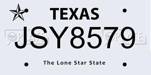 JSY8579 Texas License Plate