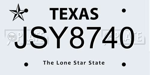 JSY8740 Texas License Plate