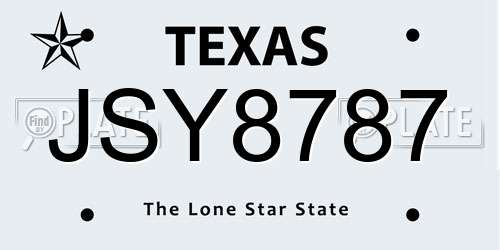 JSY8787 Texas License Plate