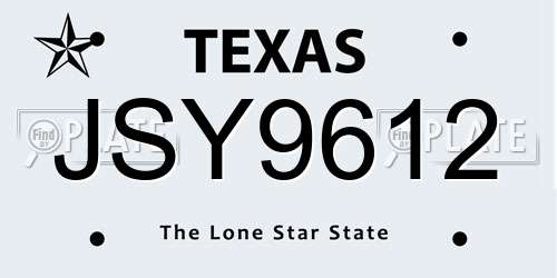 JSY9612 Texas License Plate