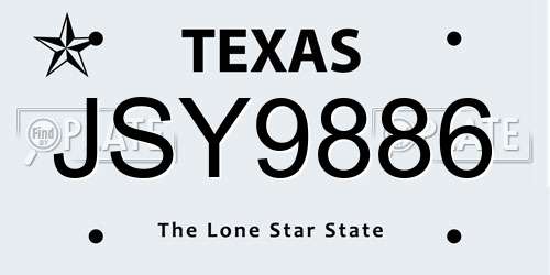 JSY9886 Texas License Plate