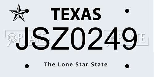 JSZ0249 Texas License Plate
