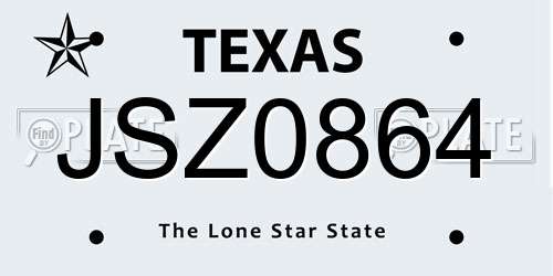 JSZ0864 Texas License Plate