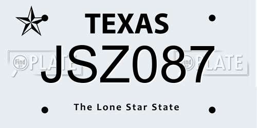 JSZ087 Texas License Plate