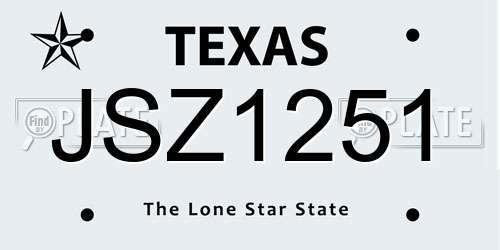 JSZ1251 Texas License Plate